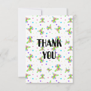 rainbow kids dog puppy polka dot bright fun colour thank you card