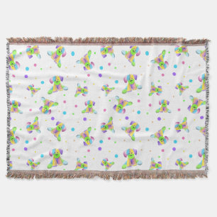 rainbow kids dog puppy polka dot bright fun colour throw blanket