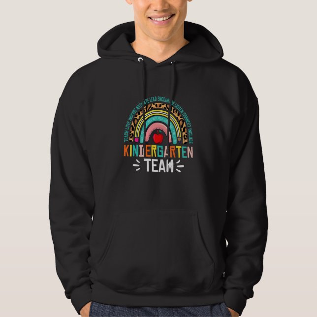 Rainbow Kindergarten Team Teacher Student Back To  Hoodie (Front)
