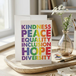 Rainbow Kindness Equality Inclusion Hope Quote Thank You Card