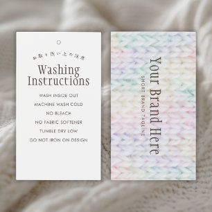 Rainbow Kinitting Washing Instructions Hang Tag
