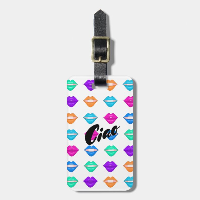 Rainbow kiss lips luggage tag (Front Vertical)