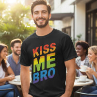 Rainbow Kiss Me Bro LGBT Pride Typography