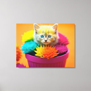 Rainbow Kitten Cat Canvas Print
