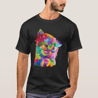 Rainbow Kitten Colorful Feline Mosaic Kitty Portra T-Shirt