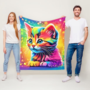 Rainbow Kitten Dream Fleece Blanket