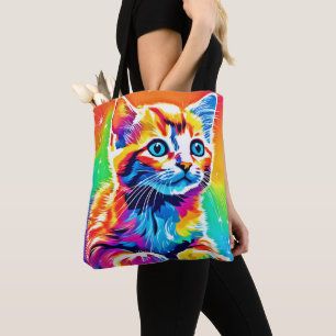 Rainbow Kitten Dreams Tote Bag