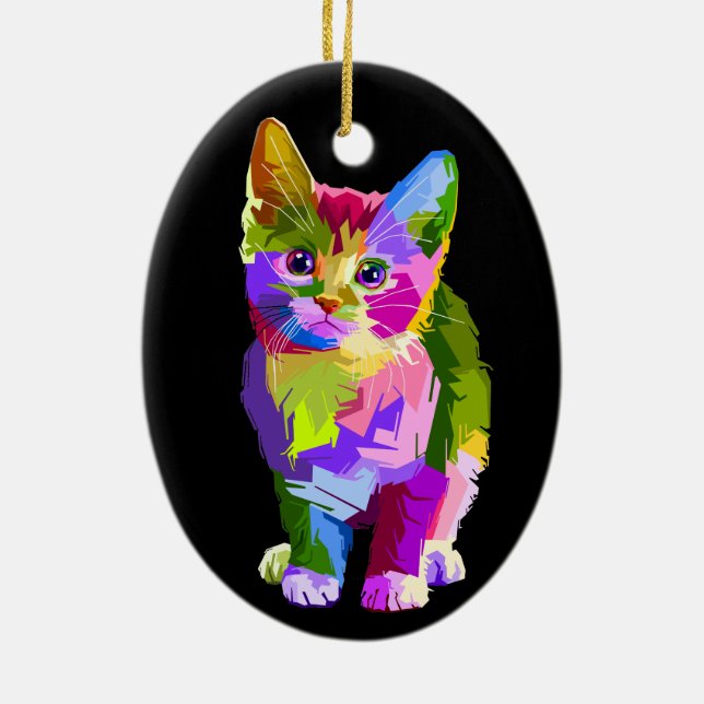 rainbow kitten porcelain ornament (Back)