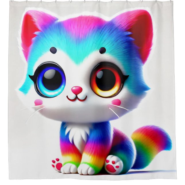 Rainbow Kitten Shower Curtain (Front)