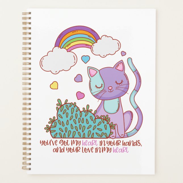 Rainbow Kitten Surprise Heart Lyric Quote Planner (Front)