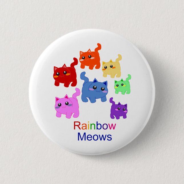 Rainbow kittens! 6 cm round badge (Front)