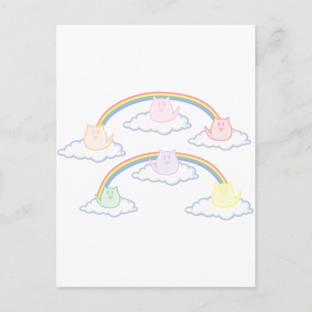 Rainbow kittens on clouds postcard (Front)
