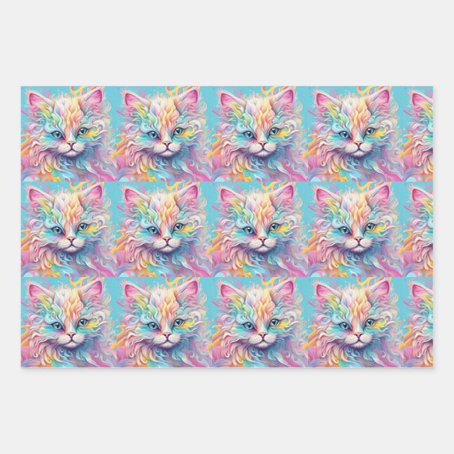 Rainbow kittens  wrapping paper sheet (Front)