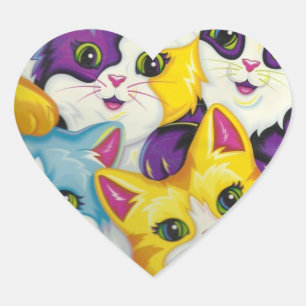 Rainbow Kitty Cat Custom Sticker Girls Heart