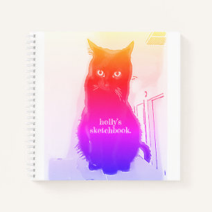 Rainbow Kitty customisable spiral sketchbook Notebook
