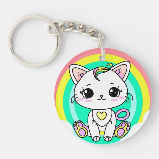 Rainbow kitty key ring (Front)