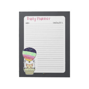 Rainbow Kitty Lined Daily Planner Notepad