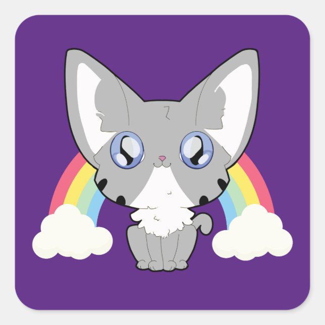 Rainbow Kitty Square Sticker (Front)