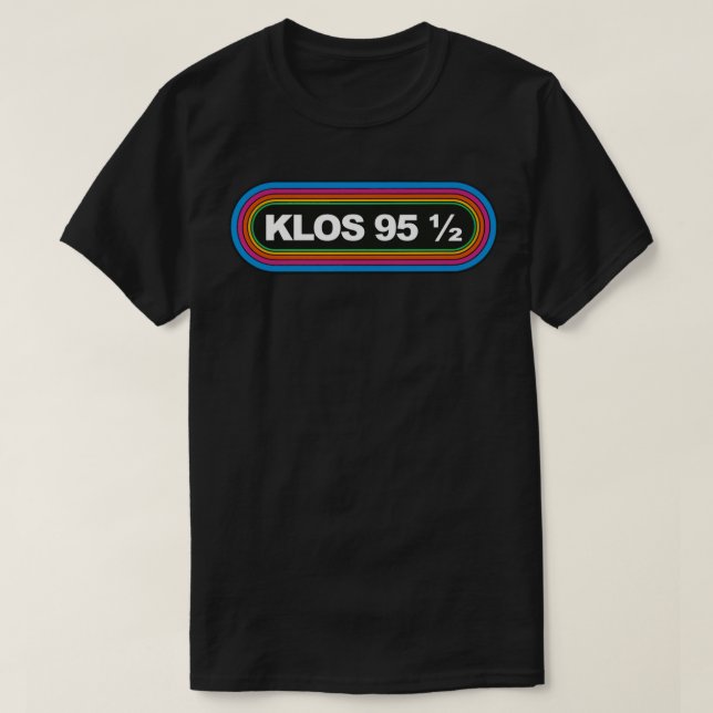 Rainbow KLOS 95 5 Los Angeles 1980s Retro Radio St T-Shirt (Design Front)