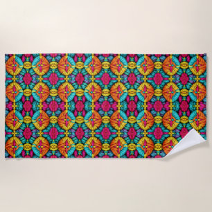 Rainbow Knitted Bloom Pattern Beach Towel