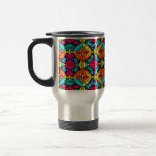 Rainbow Knitted Bloom Pattern Travel Mug