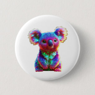 Rainbow Koala Fantasy Art 6 Cm Round Badge