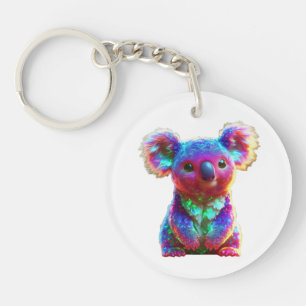 Rainbow Koala Fantasy Art Key Ring