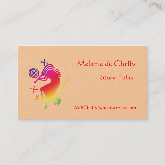 Rainbow Kokopelli Story-Teller Business Card (Front)
