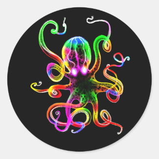 Rainbow Kraken Glow Classic Round Sticker