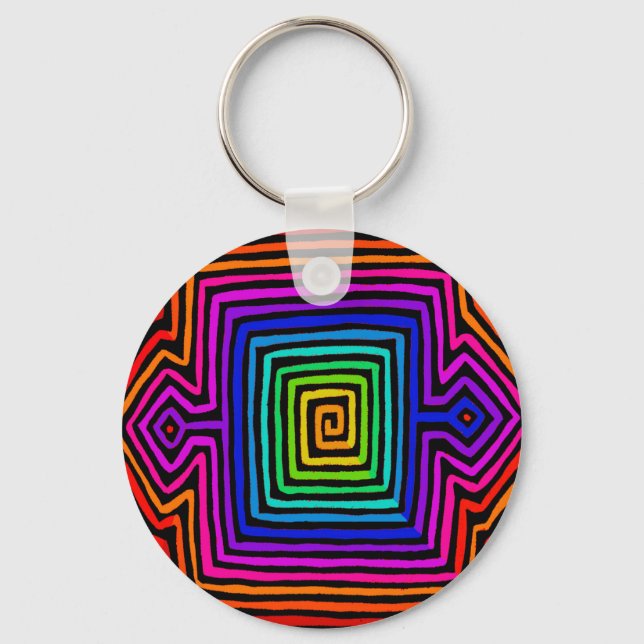 Rainbow Kuna Indian Mola Key Ring (Front)