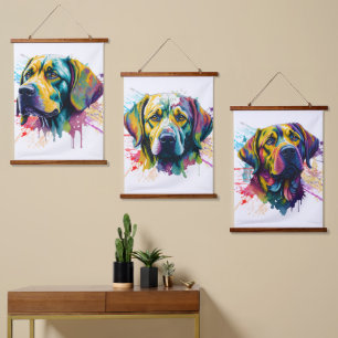 Rainbow Labrador Retriever Watercolor Hanging Tapestry