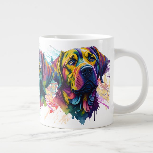Rainbow Labrador Retriever Watercolor Large Coffee Mug (Right)