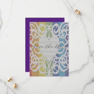 rainbow lace heart save the dates date