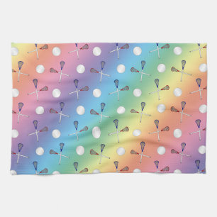 Rainbow lacrosse pattern tea towel