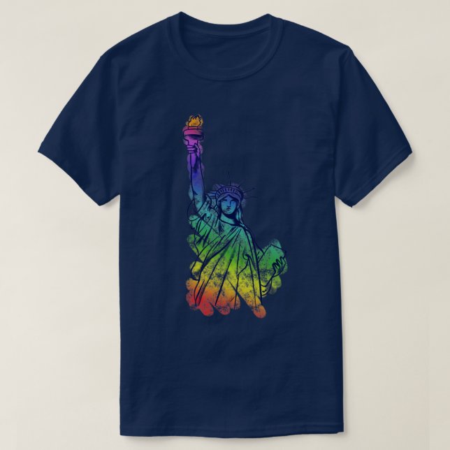 Rainbow Lady Liberty Pride Art T-Shirt (Design Front)