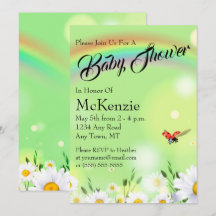 Rainbow Ladybug Daisies Floral Baby Shower