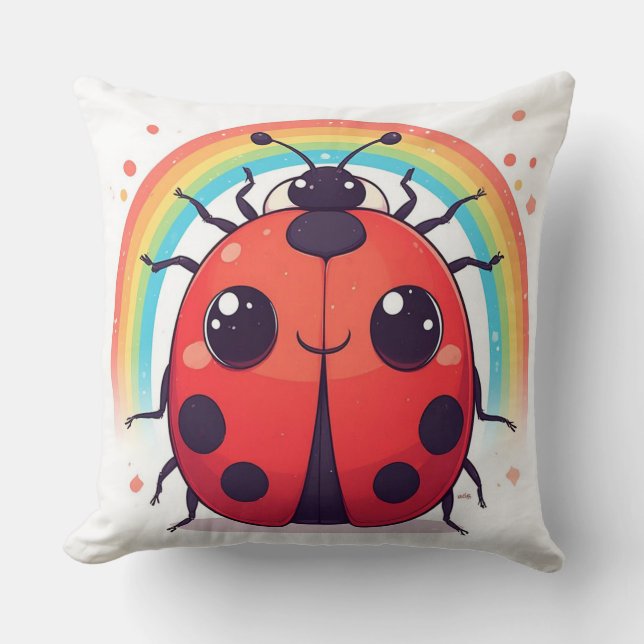Rainbow Ladybug Soft Kids Decor Cushion (Front)