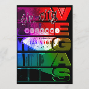 Rainbow Las Vegas Sin City Party Event Invitation