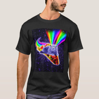 Rainbow Laser Eyes Galaxy Cat Riding Taco T Shirt