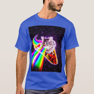 Rainbow Laser Eyes Kitty Galaxy Cat Outer Space Ca T-Shirt