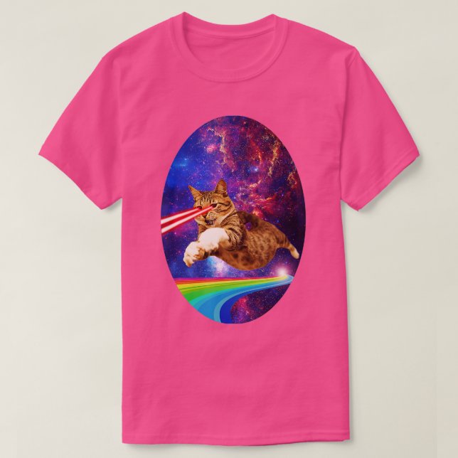 Rainbow Laser Eyes Kitty Galaxy Cat Outer Space Ca T-Shirt (Design Front)