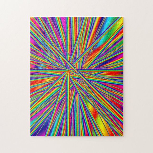 Rainbow Lasers Difficult Illusion Pattern Jigsaw Puzzle (Vertical)