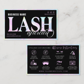 Rainbow Lash Extension Aftercare Business Card