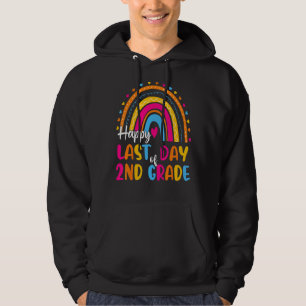 Rainbow Last Day Of 2nd Grade Teacher Student Grad Hoodie