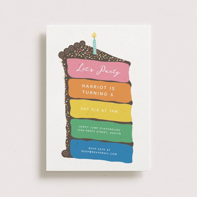 Rainbow Layer Cake Birthday Party Invitation (Creator Uploaded)