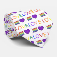 Rainbow Layer Cake Purple Heart LOVE Pride Tie