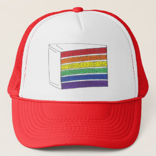 Rainbow Layer Cake Slice Gay Pride LGBT LGBTQ Trucker Hat