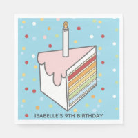 Rainbow Layered Cake Slice Dotty Birthday