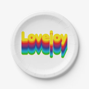 Rainbow Layers Lovejoy Name Label Paper Plate