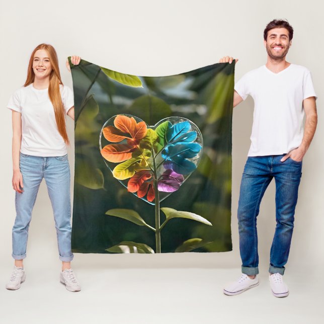 Rainbow Leaf Heart Polar Blanket Nature (In Situ)
